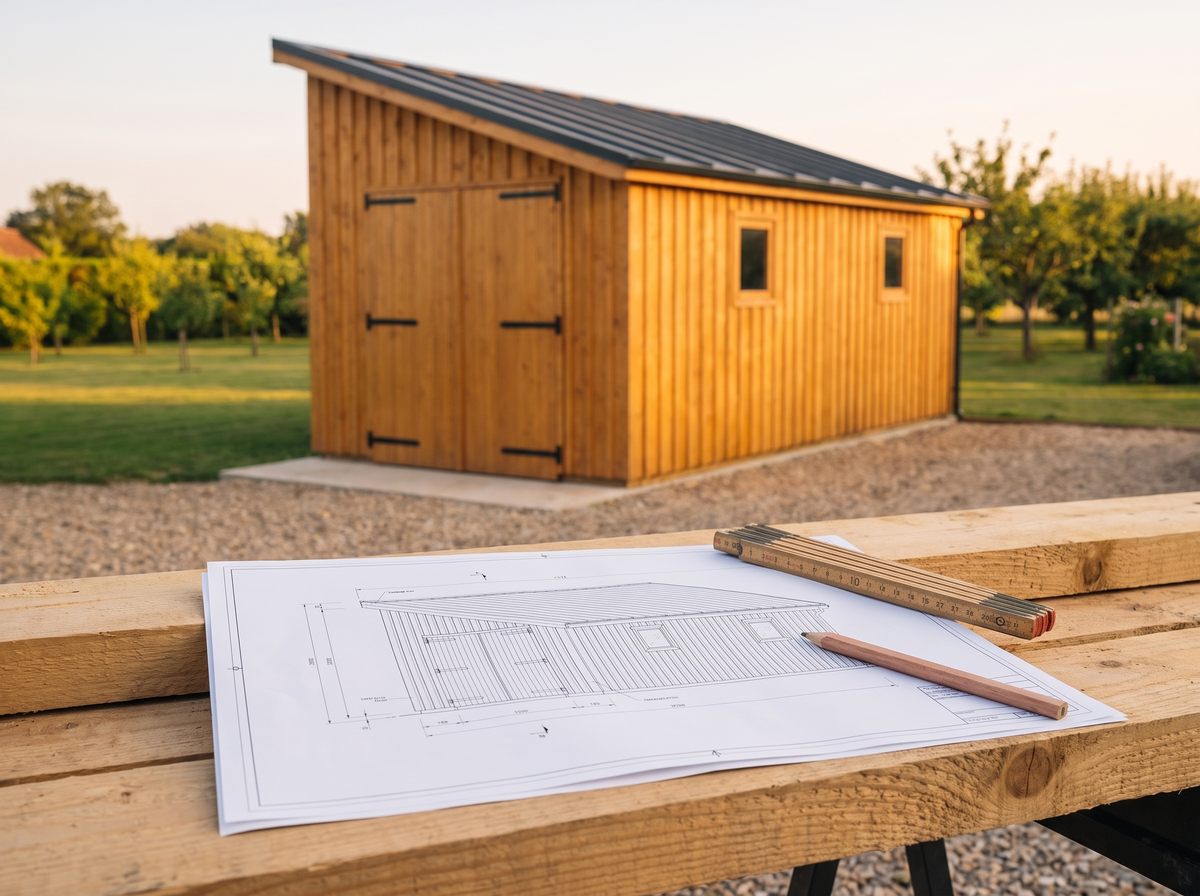 Élévation cotée du plan abri de jardin 18m2 imprimée en A3